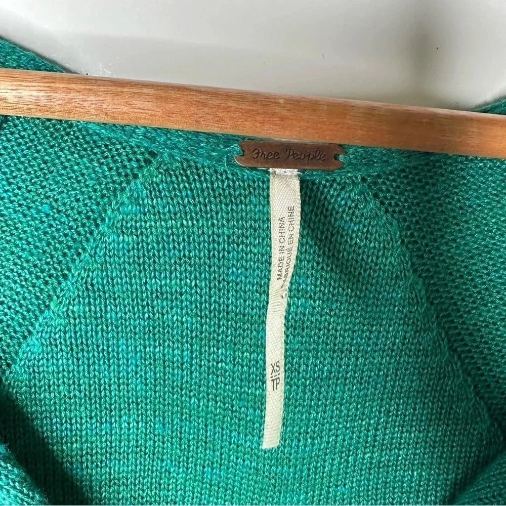 Free People Teal Optimistic Linen Blend Hoodie Size XS - Picture 8 of 11